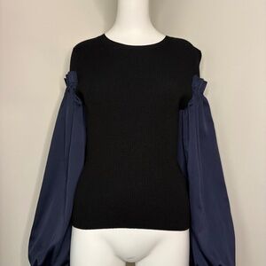 Club Monaco Black Sweater with Navy Sleeves